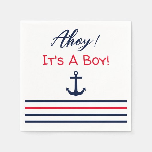 Ahoy, het is een jongen! Nautisch Baby shower Servet (Voorkant)
