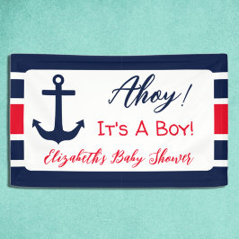 Ahoy, het is een jongen! Nautisch Baby shower Spandoek