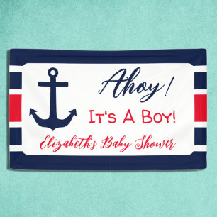 Ahoy, het is een jongen! Nautisch Baby shower Spandoek