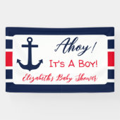 Ahoy, het is een jongen! Nautisch Baby shower Spandoek (Horizontaal)