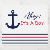 Ahoy, het is een jongen! Nautisch Baby shower Sparkling Wijnetiket (Enkel label)
