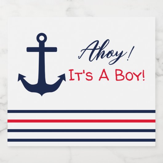 Ahoy, het is een jongen! Nautisch Baby shower Sparkling Wijnetiket (Enkel label)