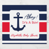 Ahoy, het is een jongen! Nautisch Baby shower Sparkling Wijnetiket (Enkel label)