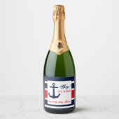 Ahoy, het is een jongen! Nautisch Baby shower Sparkling Wijnetiket (Voorkant)