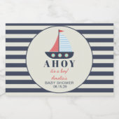 Ahoy Het is een Jongen Nautisch Baby shower Sparkling Wijnetiket (Enkel label)