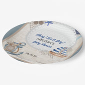 Ahoy het is een jongen nautisch baby shower thema papieren bordje (Gekanteld)