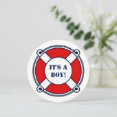 Ahoy het is een jongen nautisch baby shower uitnod kaart (Staand voorkant)