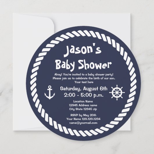 Ahoy het is een jongen nautisch baby shower uitnod kaart (Achterkant)
