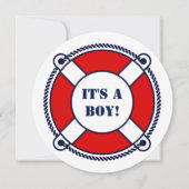 Ahoy het is een jongen nautisch baby shower uitnod kaart (Voorkant)