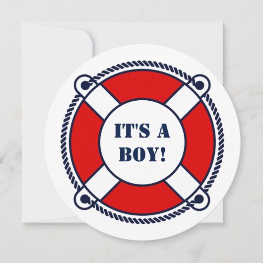 Ahoy het is een jongen nautisch baby shower uitnod kaart (Voorkant)