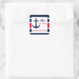 Ahoy, het is een jongen! Nautisch Baby shower Vierkante Sticker
