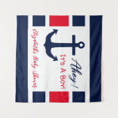 Ahoy, het is een jongen! Nautisch Baby shower Wandkleed (Voorkant (horizontaal))