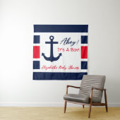 Ahoy, het is een jongen! Nautisch Baby shower Wandkleed (In situ)