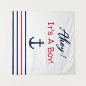 Ahoy, het is een jongen! Nautisch Baby shower Wandkleed (Voorkant (horizontaal))