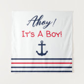 Ahoy, het is een jongen! Nautisch Baby shower Wandkleed (Voorkant)