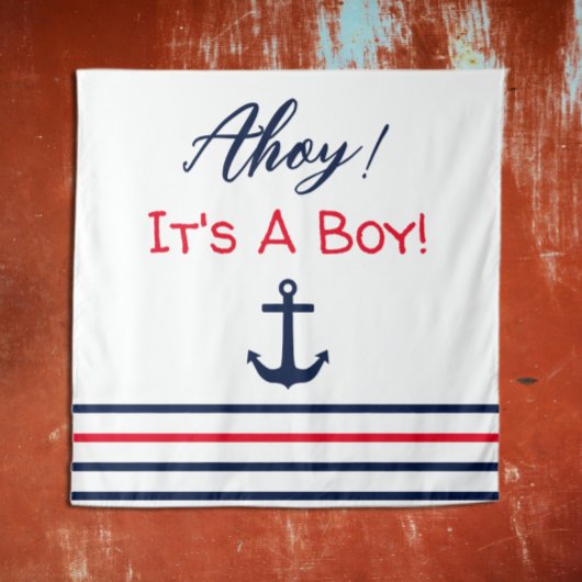 Ahoy, het is een jongen! Nautisch Baby shower Wandkleed