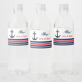 Ahoy, het is een jongen! Nautisch Baby shower Waterfles Etiket