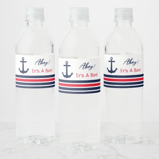 Ahoy, het is een jongen! Nautisch Baby shower Waterfles Etiket (Flessen)