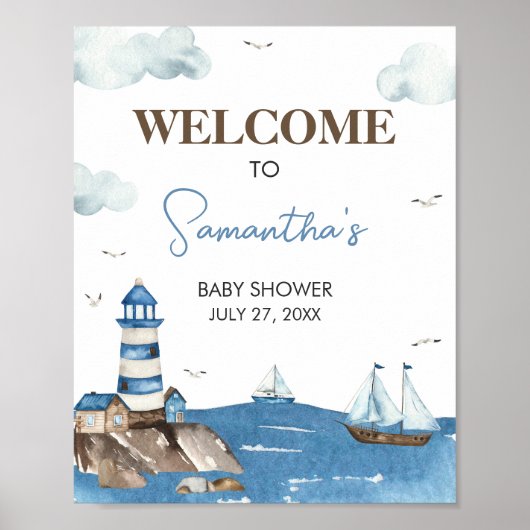 Ahoy Het is een jongen nautisch Baby shower Welkom Poster (Voorkant)