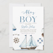 Ahoy Het is een Jongen Nautisch Blauw Boot baby sh Kaart (Voorkant)