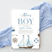Ahoy Het is een Jongen Nautisch Blauw Boot baby sh Kaart