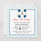 Ahoy het is een jongen nautisch monogram Baby show Kaart (Voorkant)