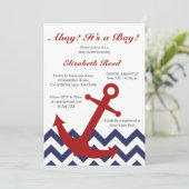 Ahoy. Het is een jongen! Nautisch thema Baby showe Kaart (Staand voorkant)