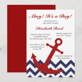 Ahoy. Het is een jongen! Nautisch thema Baby showe Kaart (Voorkant / Achterkant)