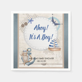 Ahoy het is een jongen nautisch thema baby shower servet