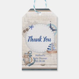 Ahoy het is een jongen nautisch thema cadeaulabel