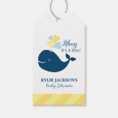 Ahoy, het is een jongen Nautisch walvis babyshower Cadeaulabel (Voorkant)