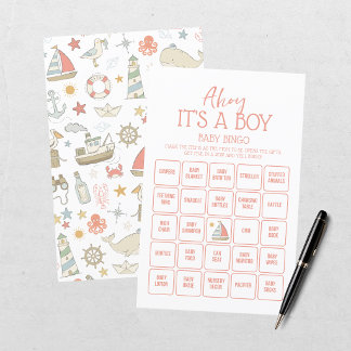 Ahoy Het Is Een Jongen Nautische Baby Shower Bingo