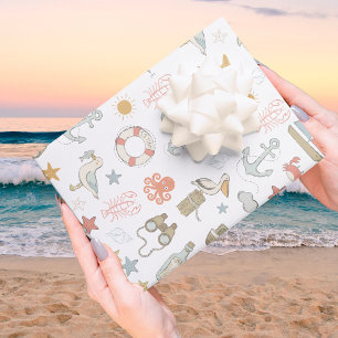 Ahoy het is een Jongen Nautische Baby Shower Inpakpapier Vel