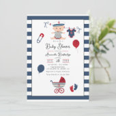 Ahoy het is een Jongen! Nautische Baby Shower Kaart (Staand voorkant)