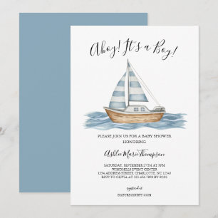 Ahoy Het Is Een Jongen Nautische Baby Shower Kaart