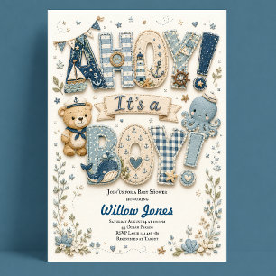 Ahoy het is een jongen Nautische baby shower Kaart