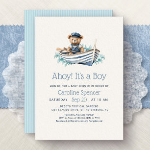 Ahoy het is een jongen Nautische baby shower Kaart