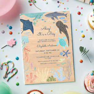 Ahoy Het is een Jongen Nautische Baby Shower Kaart