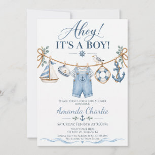 Ahoy Het is een Jongen Nautische Baby Shower Kaart