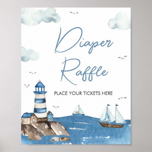 Ahoy Het is een jongen nautische Baby shower luier Poster (Voorkant)