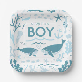 Ahoy Het Is Een Jongen Nautische Baby Shower Papieren Bordje