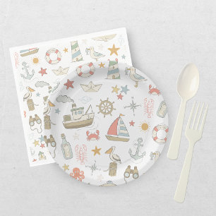 Ahoy het is een Jongen Nautische Baby Shower Papieren Bordje