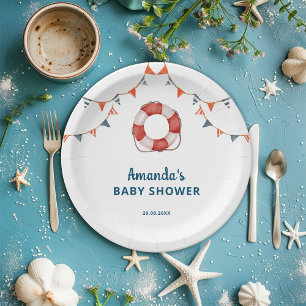 Ahoy Het is een Jongen Nautische Baby Shower Papieren Bordje