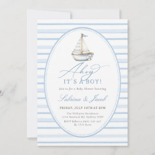 Ahoy Het is een Jongen Nautische Baby Shower Uitno Kaart
