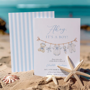 Ahoy het is een jongen Nautische babyshower uitnod Kaart