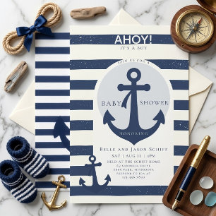 Ahoy Het is een Jongen Nautische Geboortekaart Uit Kaart