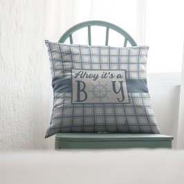 Ahoy het is een jongen nautische nieuwe baby kussen