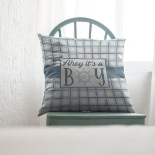 Ahoy het is een jongen nautische nieuwe baby kussen
