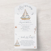 Ahoy Het is een Jongen Nautische Zeilboot Baby sho All In One Uitnodiging (Binnen)