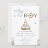 Ahoy Het is een Jongen Nautische Zeilboot Baby sho Kaart (Voorkant)